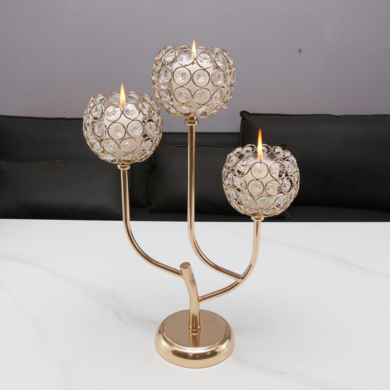 Nordic Candlestick Ornaments, Golden Light Luxury Crystal Home Living Room Table Decoration, Romantic Feather Candlestick New Product