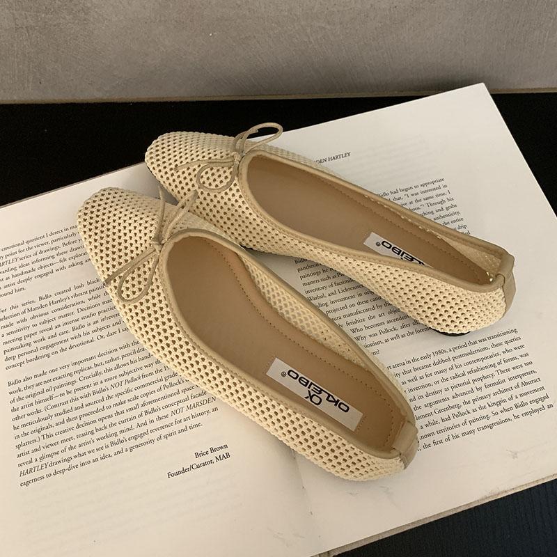Fashion Luxury Footwear Mesh Ladies Flats Slip On Shoes Female Shallow Fashion Butterfly-Knot Women Ballet Flats Dance Shoes New 2025