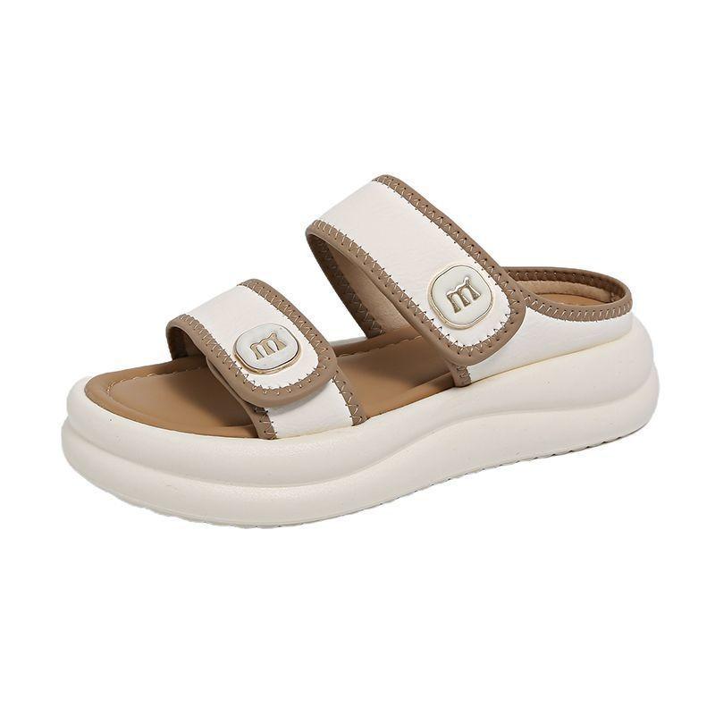 With Skirt Velcro Slippers Women's Summer Wear New Soft-soled Non-slip Not Tired Beach Shoes