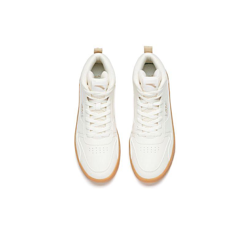 Anta Lifestyle Series Non-Slip Mid-Top Skate Shoes Men Sneakers White Brown 912038010-3