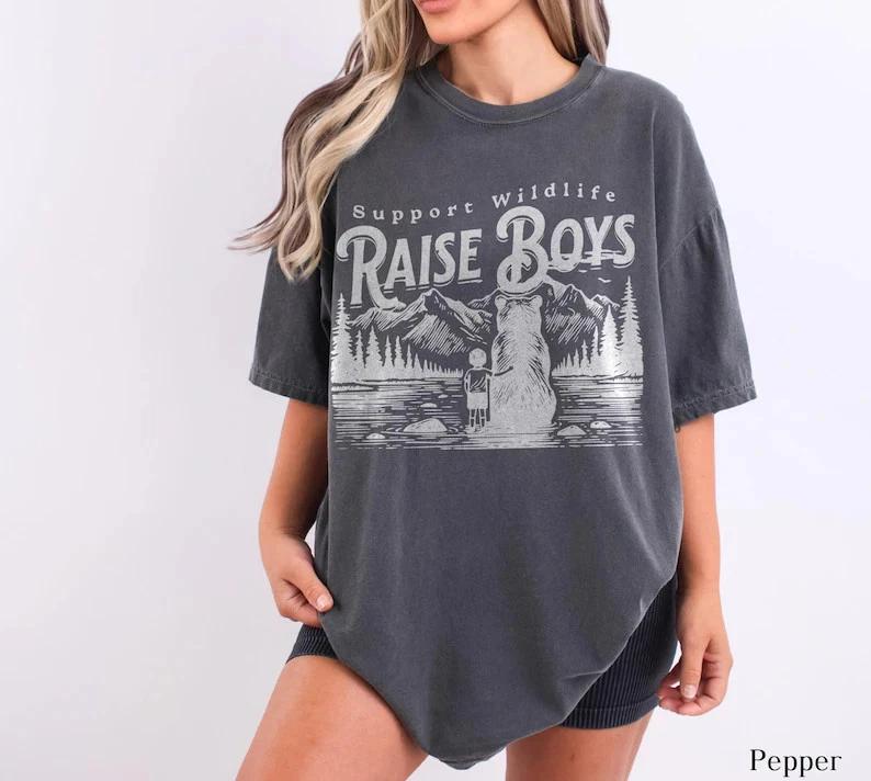 Support Wildlife Raise Boys Shirt Funny Mama Bear Comfort Colors Tee 2XL