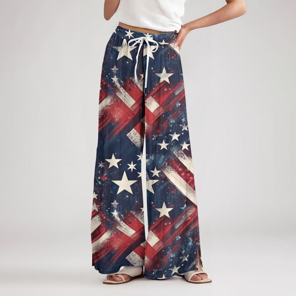 Womens Pants Wide Leg Drawstring High Waist Lounge Pants for Women with Casual Printed Design and Comfortable Fit