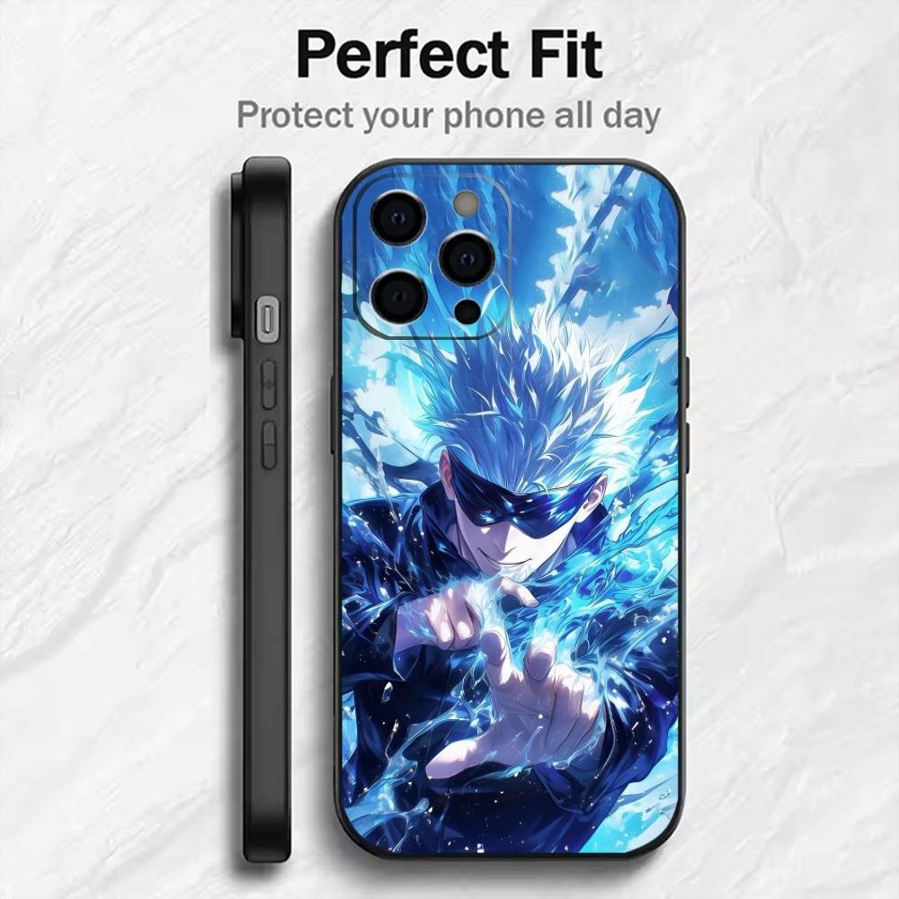 Hot-Blood Gojo Satoru J-Jujutsu Kaisen Phone Case For iPhone17,16,15,14,13,12 Plus,Max Soft Silicone Black Cover
