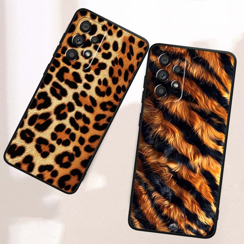 Luxurious leopard print pattern Phone Case For Samsung A73 A72 A71 A55 A54 A53 A52 A51 A13 A22 A16 A15 A12 A14 A26 A07 5G Black