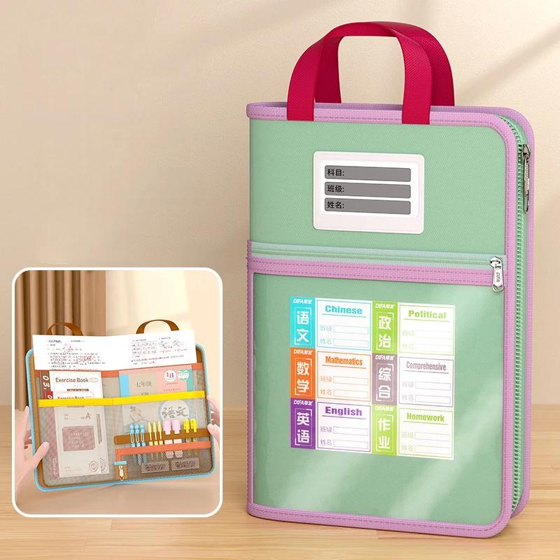 L-shaped A4 File Bag Large Capacity 4 Layers Stationery Storage Bag Transparent Mesh File Organizer School Supplies