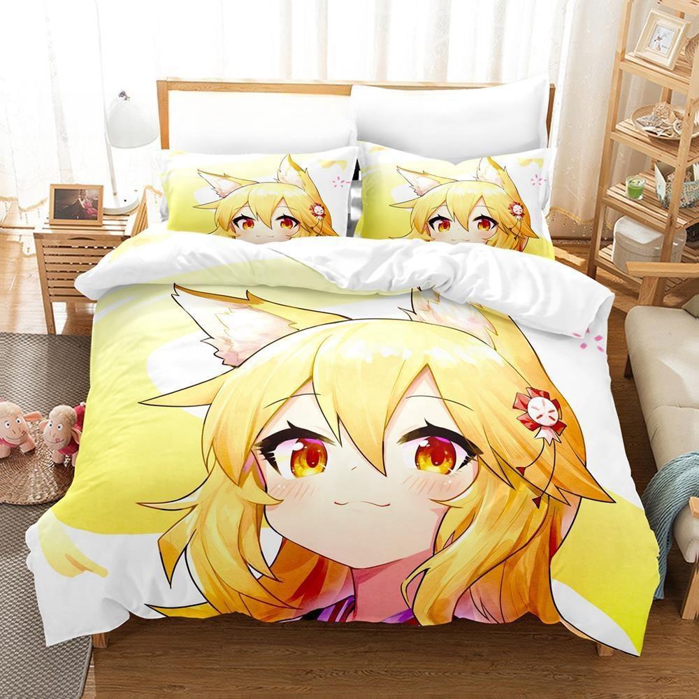 3D Print Anime The Helpful Fox Senko San Bedding Set Single Twin Full Queen King Size Bed Set Adult Kid Bedroom Duvet Cover Sets