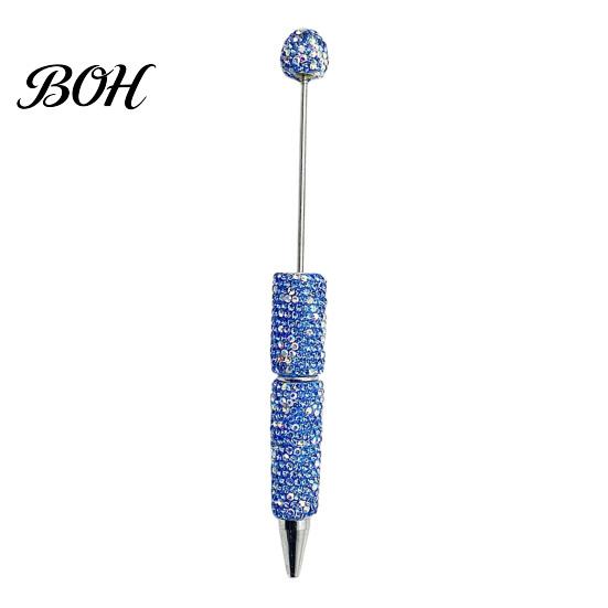 Crystal Diamond Gel Pen Beadable Pens, Bling Rhinestone Beaded DIY Bead Pen, Shaft Set Black Ink Ballpoint Pens for Decorations Office School Supplies