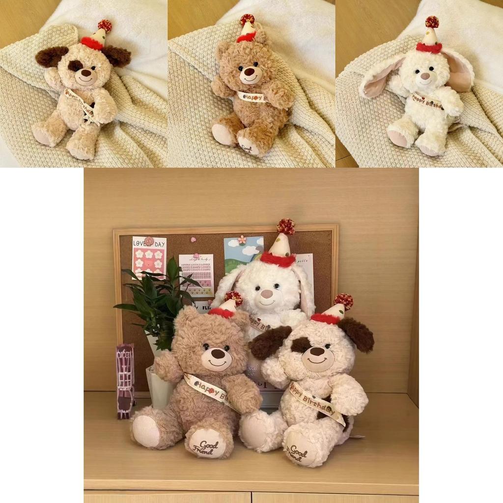 Adorable Bear Plush Toy For Girls Birthday Gift Soft Stuffed Animal Doll 25cm
