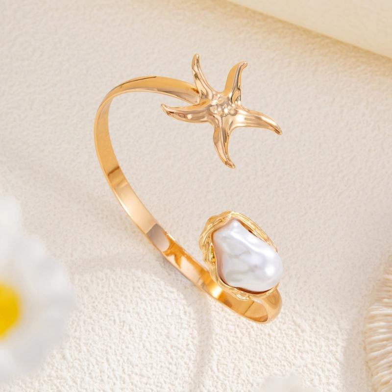 Punk Stil Geometrischer Seestern Verstellbare Öffnung Armreif Für Frauen Mode Metall Armschmuck