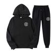 Unisex Casual Hooded Fleece-Lined Sweatshirt Pants Set Sporty Solid Color Outfit Fall