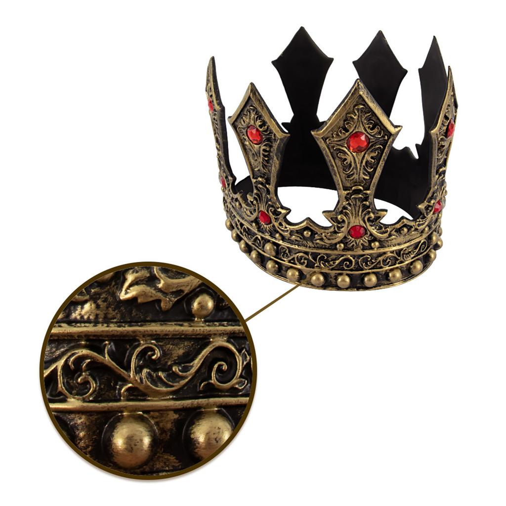 Vintage Luxury King Crown Cosplay Headpiece for Parties and Weddings Adjustable Size Props Crownpiece Roleplay Accessory