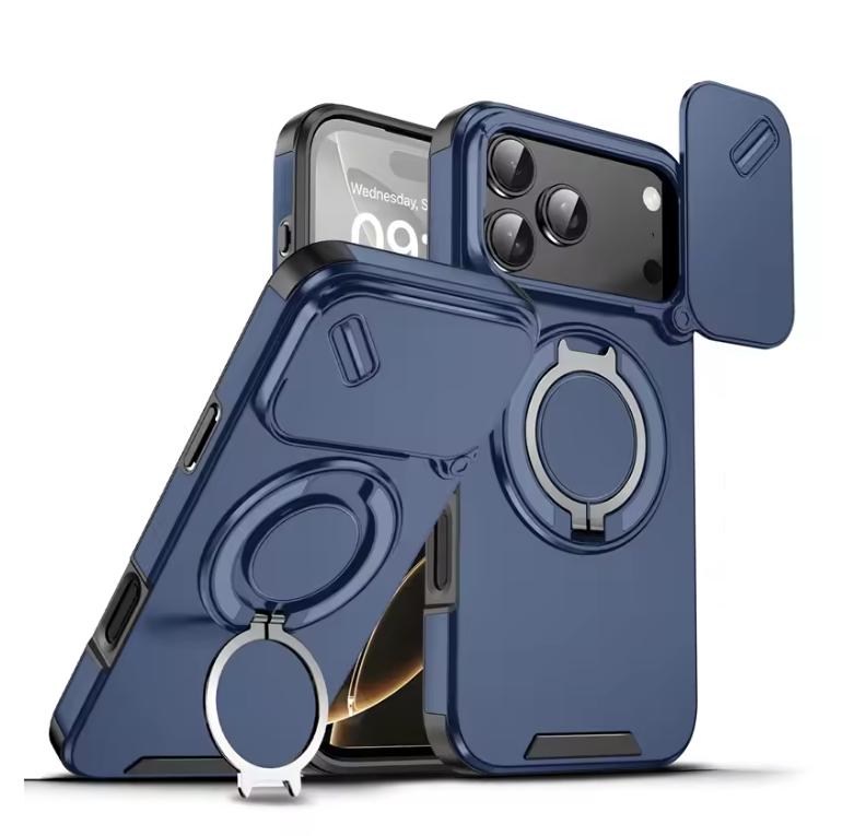 Ochranné pouzdro na telefon s magnetickým kroužkem a stojánkem, odolné proti nárazům, pro iPhone 17Air 17Pro 17 Pro Max, oranžové, s krytem na fotoaparát