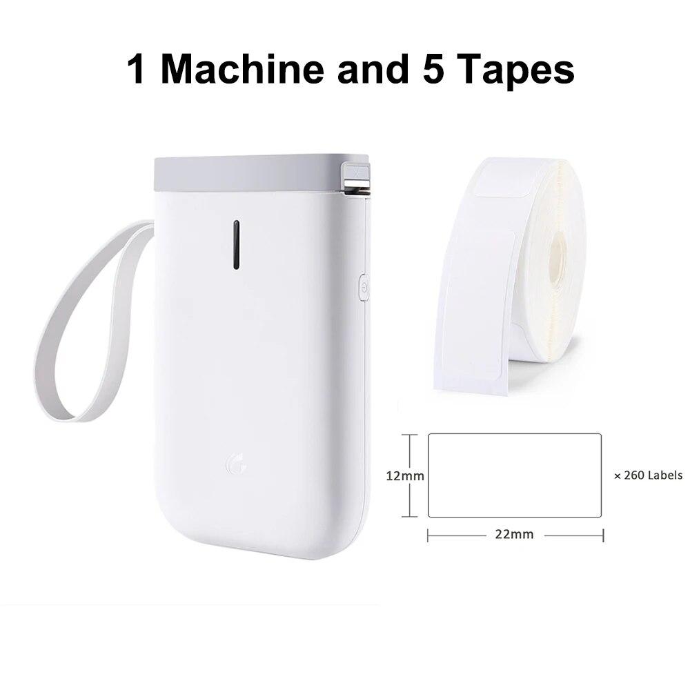 D11 Imprimantă Portabilă de Etichete Termice de Mână cu 5 Role de Bandă Wireless BT Mașină de Făcut Etichete Mașină de Autocolante pentru Etichetare Acasă Coduri de Bare