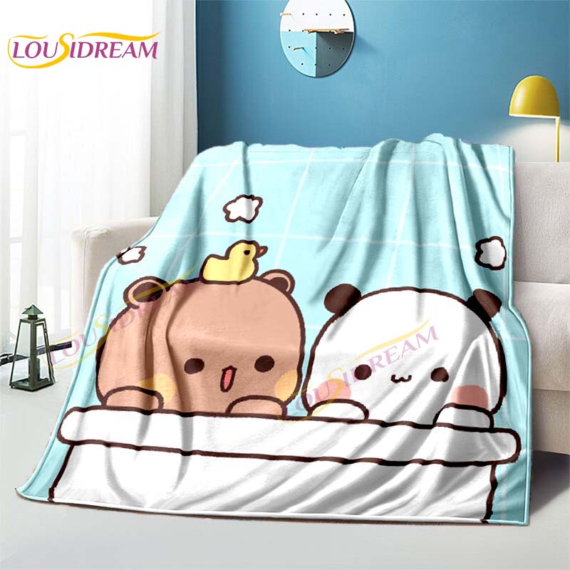 

Одеяло с милым мультяшным рисунком розовой панды и медведя Dudu и Bubu, фланелевое одеяло, мягкое тонкое одеяло для декора дивана-кровати, подарок