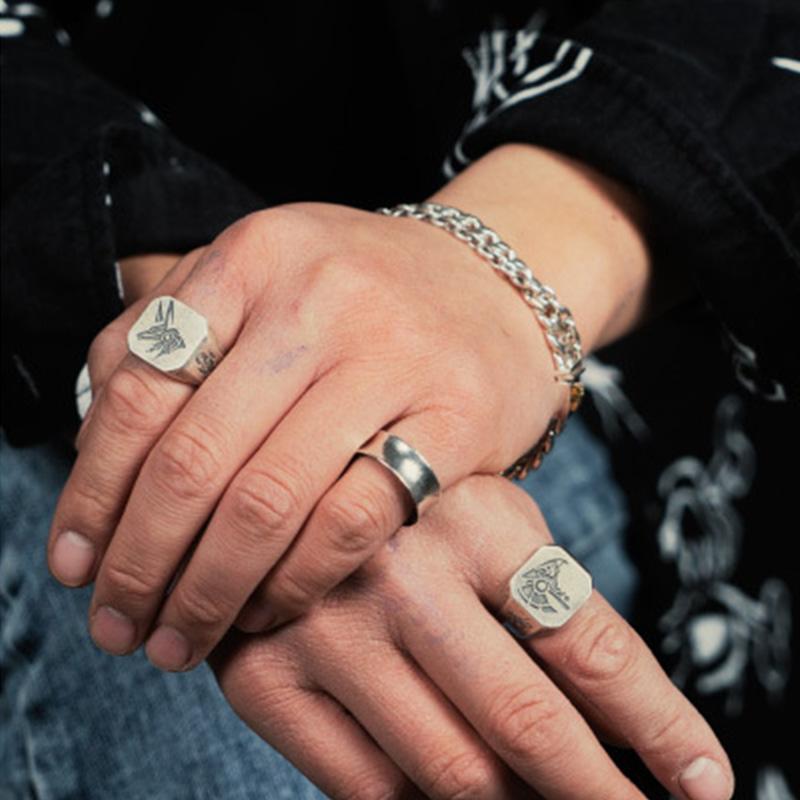 Retro Egypt Anubis Horus Ring For Men Punk Gothic Rock Hiphop Open Ring Handmade Designer Zircon Biker Accessories Lover Gift