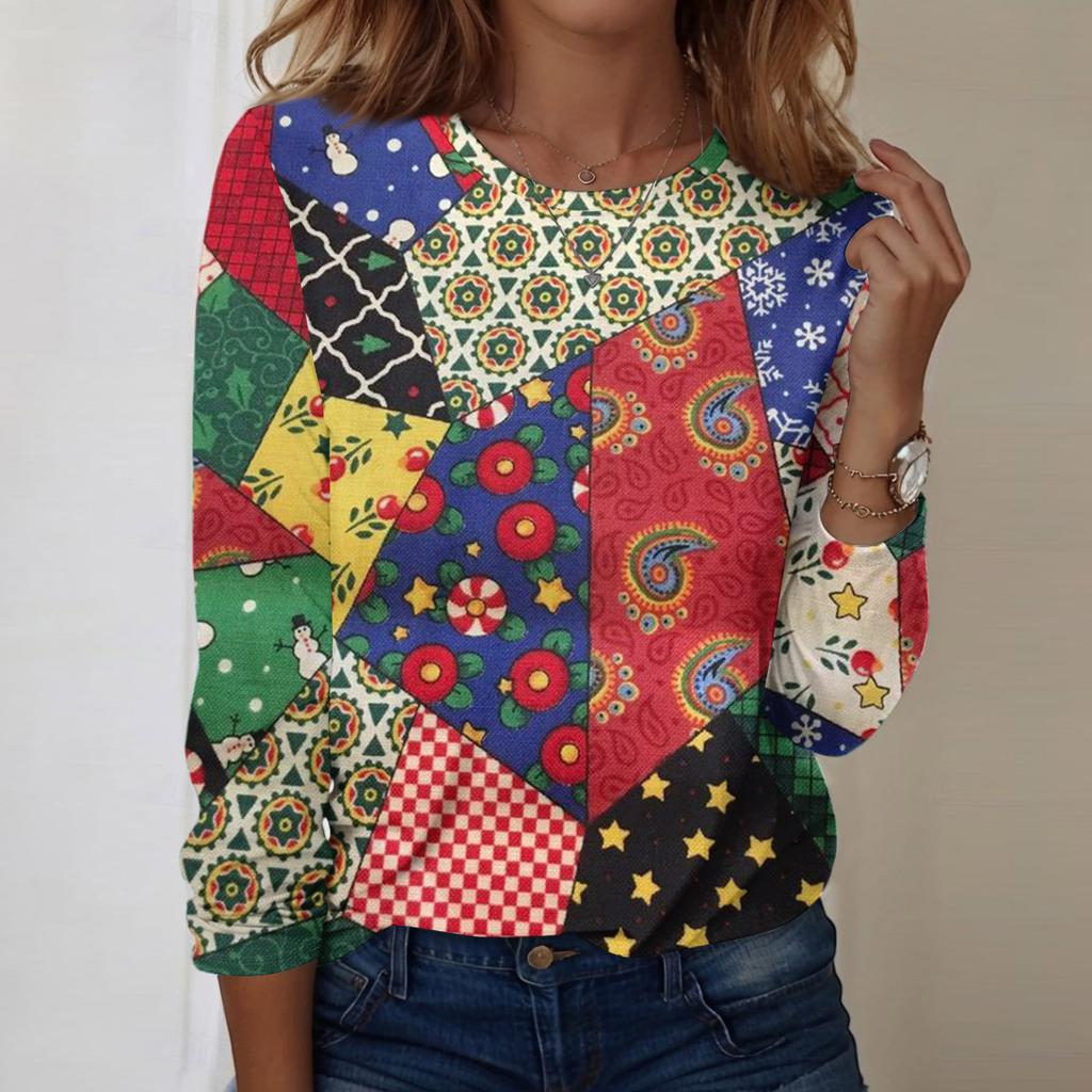 Košile s dlouhým rukávem pro ženy Roztomilý potisk Grafika Trička Halenky Běžné Velikosti Zásadní topy Pulovr