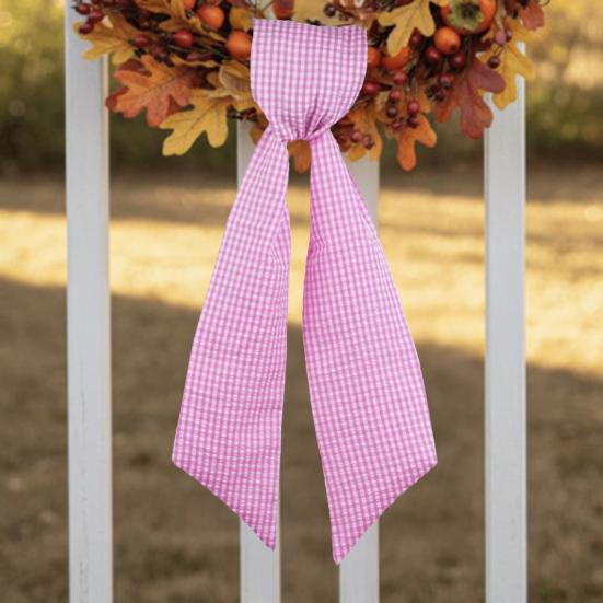 2Pcs Fall Thanksgiving Plaid Print Wreath Belt Farmhouse Ribbon DIY Craft Monogram Outdoor Indoor Autumn Decor
