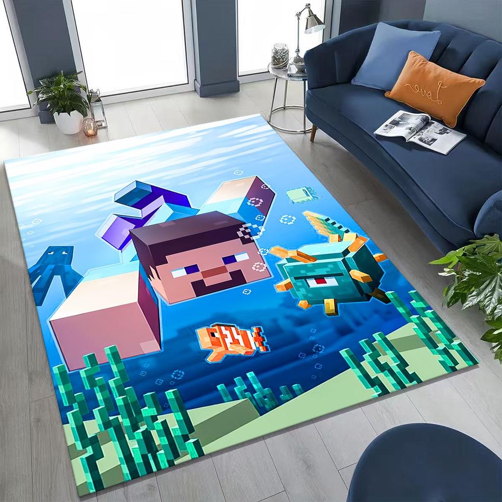 Cartoon S-Sandboxs 3D Game Carpet Rug for Bedroom Living Room Sofa Home Doormat Decor,Large Kids Play Non-slip Floor Mat Gift
