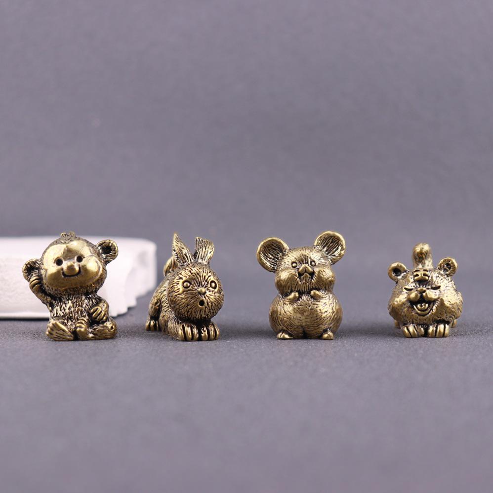 Messing Tierkreiszeichen Vollständiges Set: Miniatur-Teetier-Handwerk aus reinem Kupfer