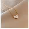 Women Fashion Luxury Zircon Inlaid Heart Pendant Clavicle Chain Necklace