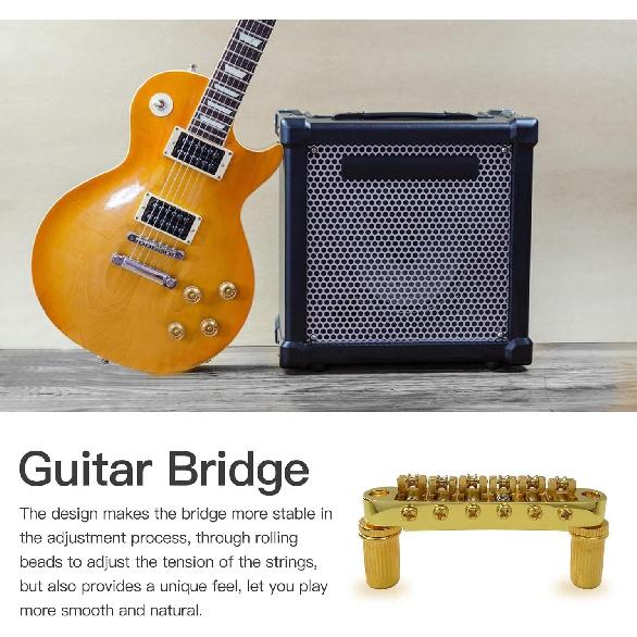 Gold Tune-O-Matic Bridge with Roller 6-Saddles for Epiphone Guitars