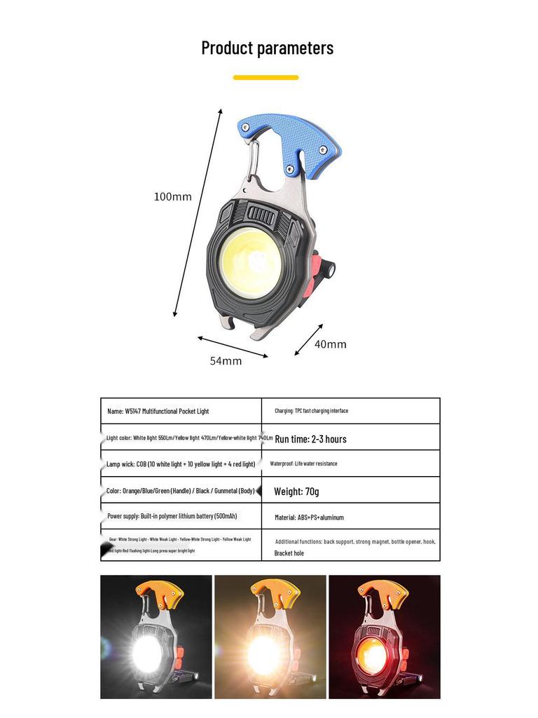 Multifunctional LED Keychain Light: Portable Camping Lighter & Auto Repair Tool