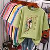 Kinesisk Stil Tryckt Kortärmad Dam Plus Size T-shirt Bomull L-5XL Topp Trendig Tryckt Enkel Vardaglig Dam Kortärmad T-shirt