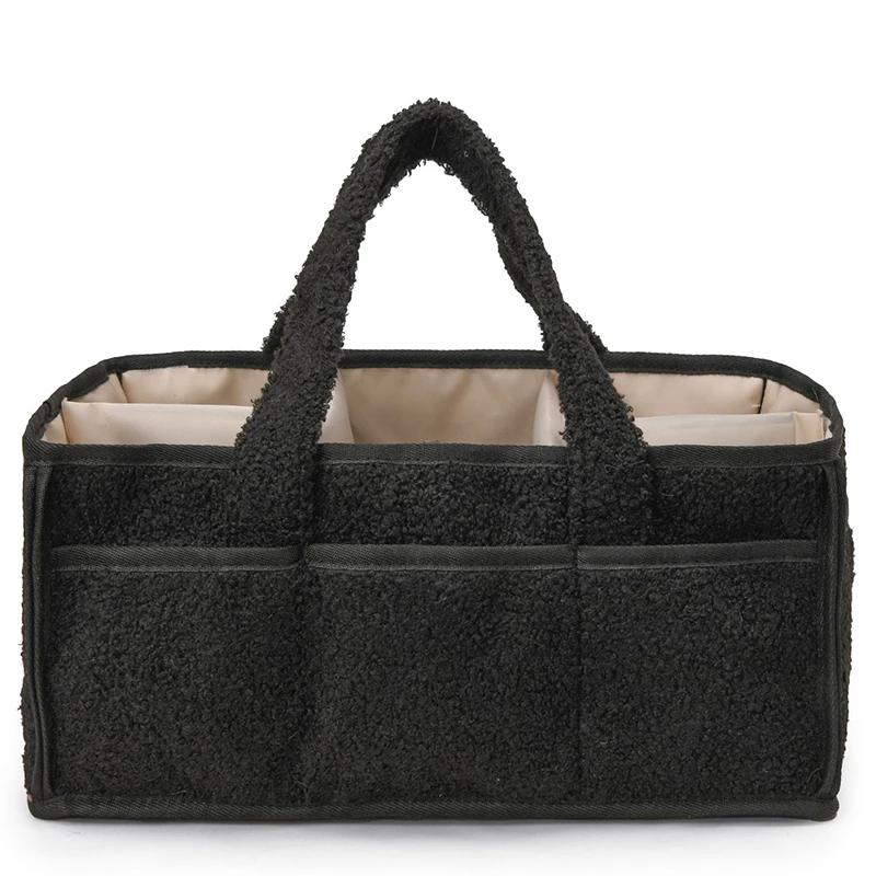 

2025 New Plush Baby Diaper Storage Bag Large Capacity Foldable Storage Bag Multi-compartment Baby Product Sorting Bag