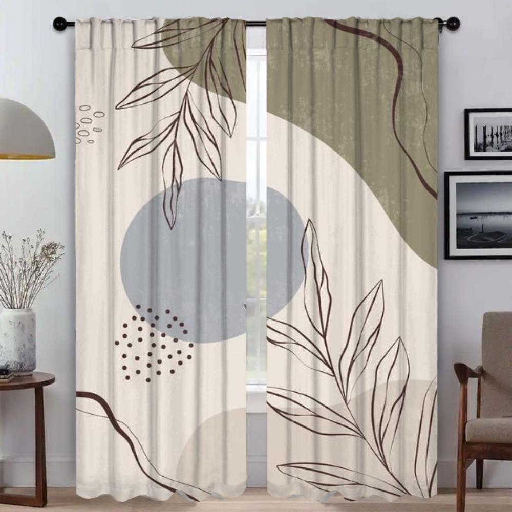 Schlichter Stil Pflanzen Raumteiler Vorhänge für Wohnzimmer Vorhang Tüll für Schlafzimmer Heim-Innenvorhänge 2 Stück Jalousien Küche W50xH70cmx2pcs-CL