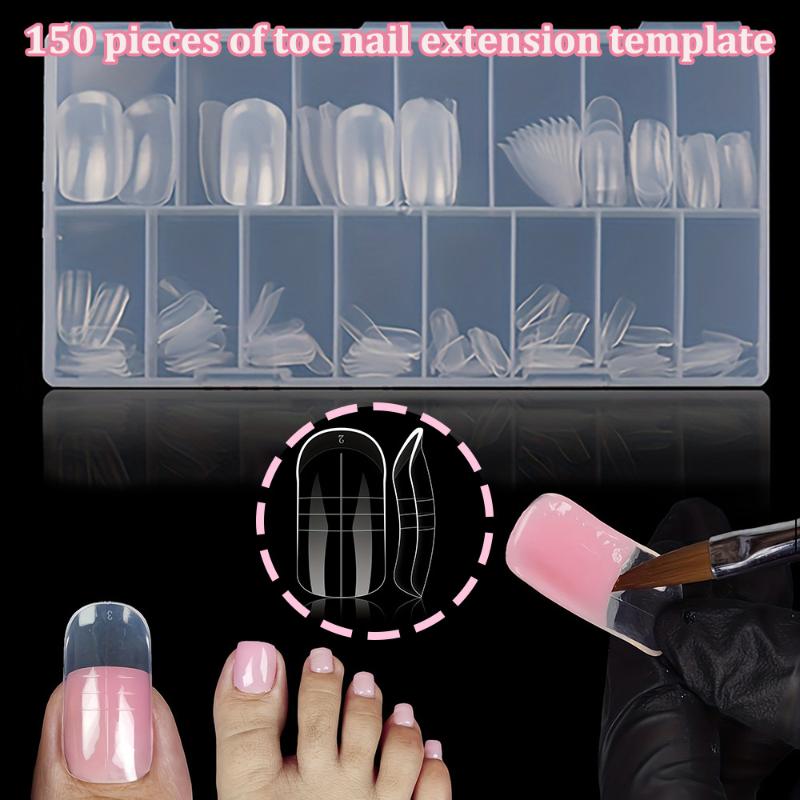 150 Pcs/Box Toe Dual Nail Forms For Poly Extension Gel Toenail Dual Forms Reusable Full Cover Molds Acrylic Top Forms 15 Sizes