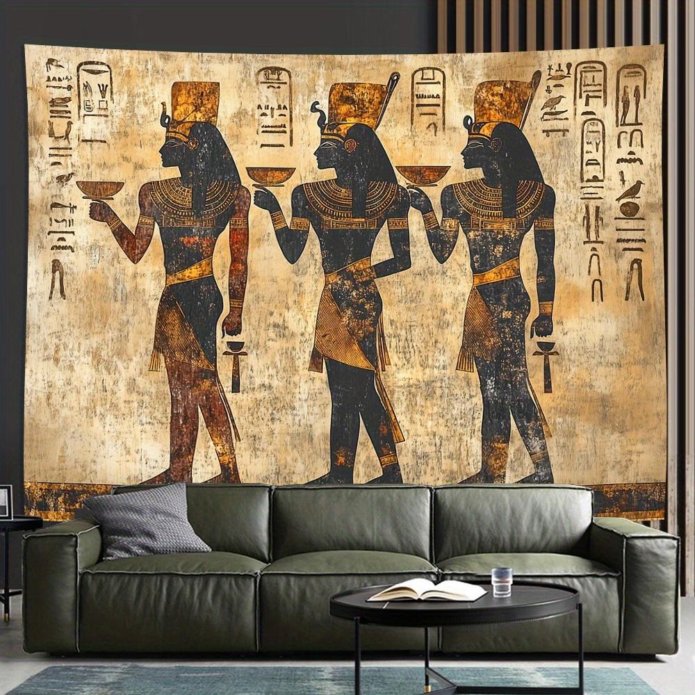 VIKAMA Ancient Egyptian Pharaoh Tapestry Hieroglyph Wall Hanging For Living Room Bedroom Guesthouse Decor Historical Fabric Art 74x94cm(29x37in)