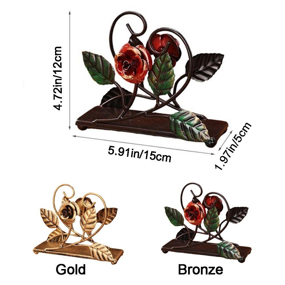 Rose Metal Napkin Holders Stable Hollowed-out Design Tissue Storage Rack Space Saving Rust-proof Vertical Napkin Dispenser