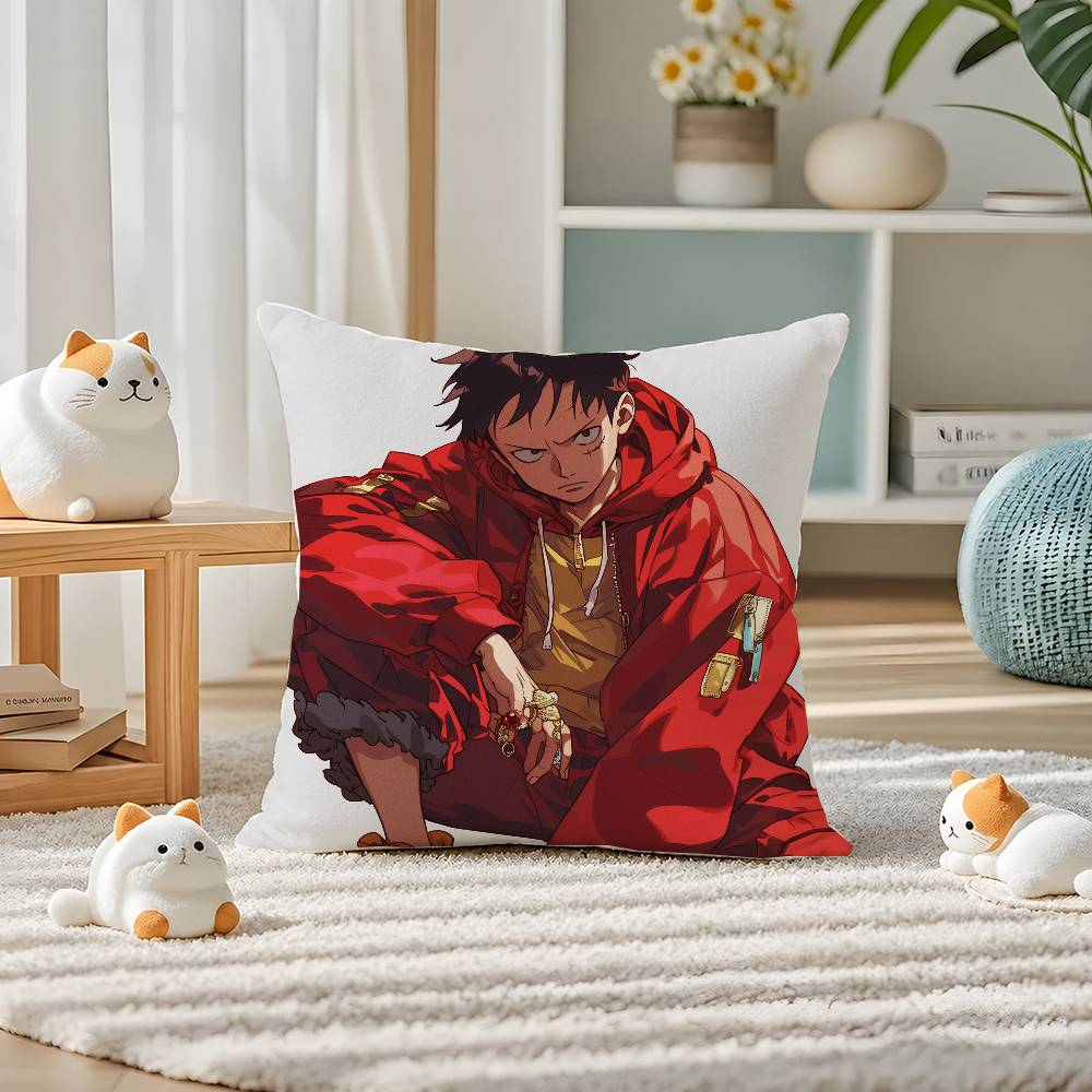 One Piece Donquixote Doflamingo Anime Plush Pillow Cover Soft Short Plush Cushion Cover For Sofa Bedroom Home Decor Gift
