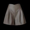 Women's High-Waist Leather A-Line Shorts, Autumn/Winter 2024 Collection: Slimming Bootcut Style for Outerwear