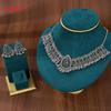 Water Drop Pendant Necklace And Earrings Set With Rhinestones For Women