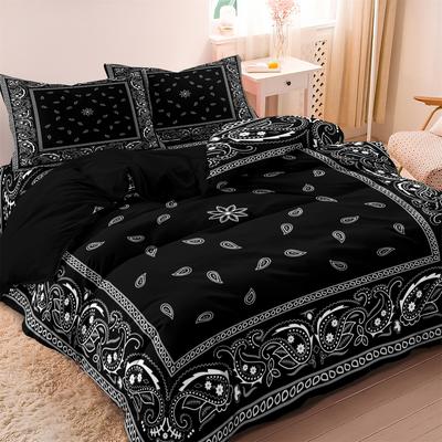 3-teiliges stilvolles Bettwäscheset mit Paisley-Muster und Kissenbezügen für Schlafzimmer und Studentenwohnheim (1 Bettbezug + 2 Kissenbezüge)