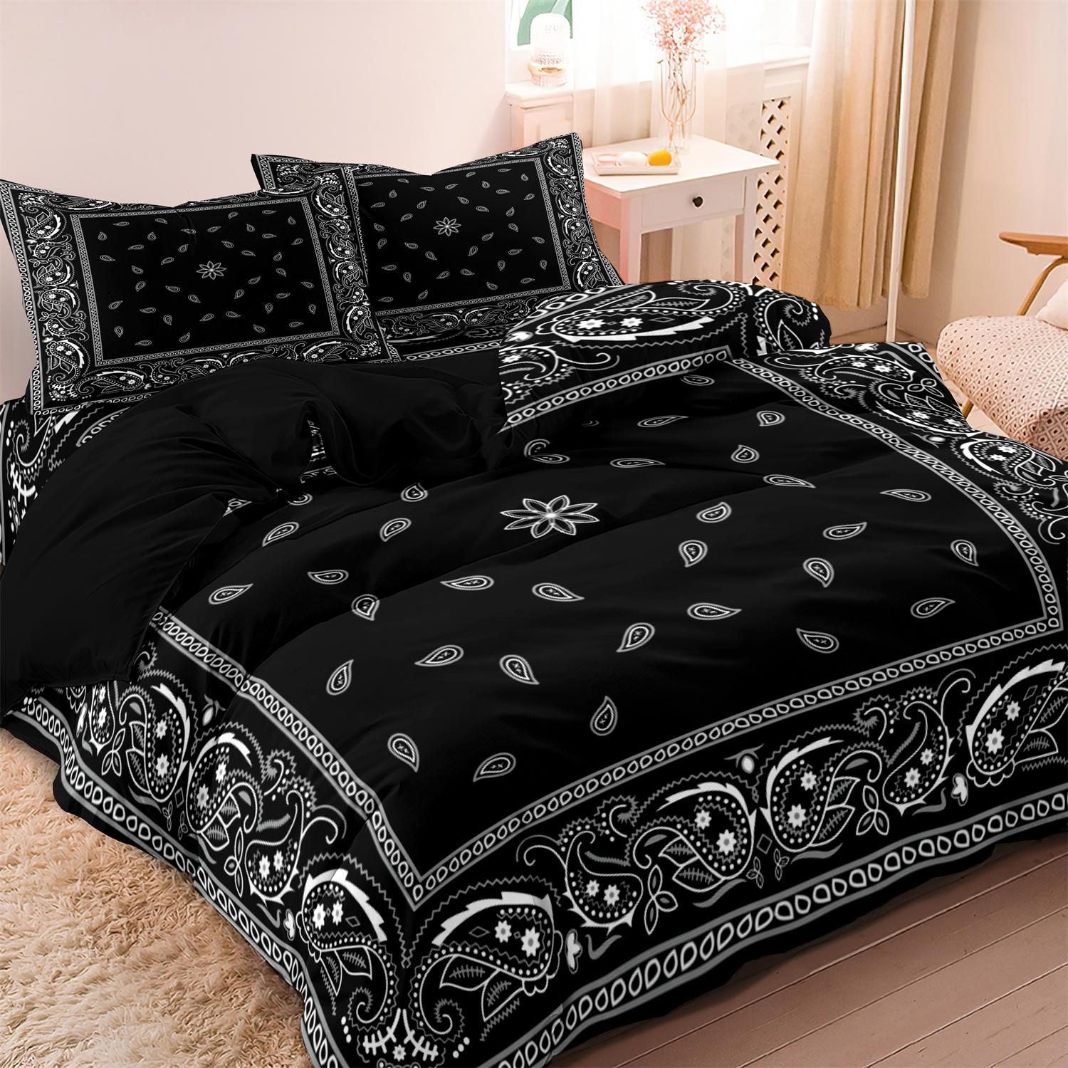 Monika Chen Unisex 3Pcs Stylish Paisley Duvet Cover Set Bandanna Pattern With Pillowcases For Bedroom And Dorm Room Decor1 Duvet Cover+2 Pillowcase