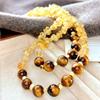 High Matching Retro High Quality Maillard Natural Tiger'S Eye Stone Citrine Collarbone Chain Necklace