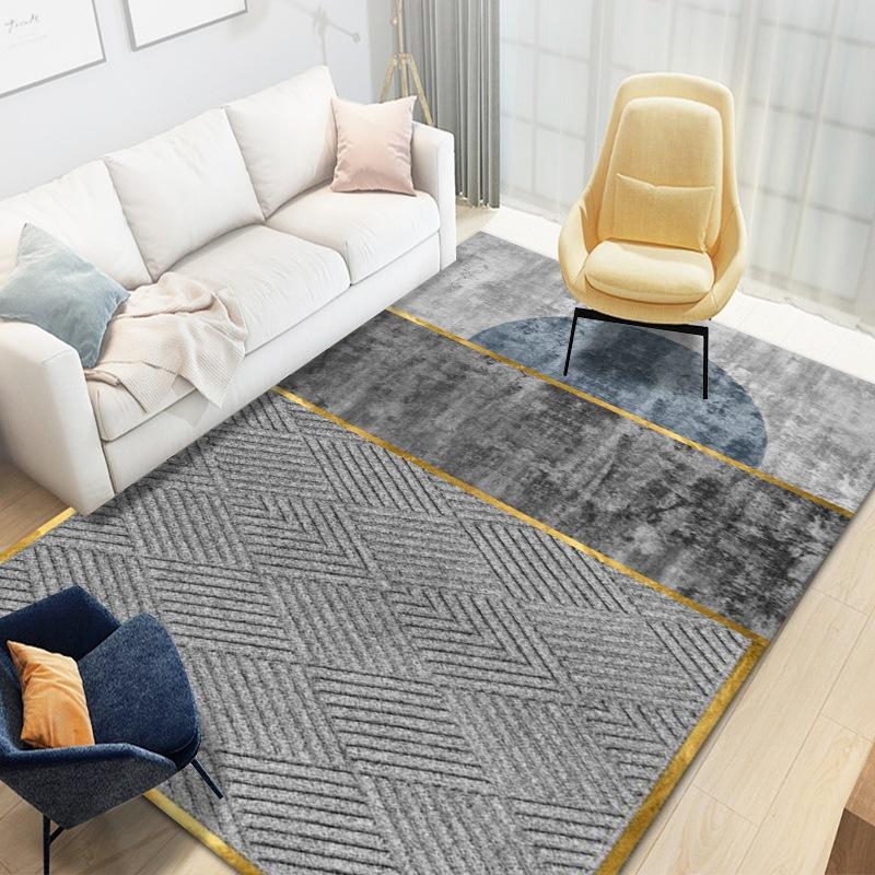 Living Room Geometric Carpet Floor Mat Modern Black Fashion Lines Living Room Carpet