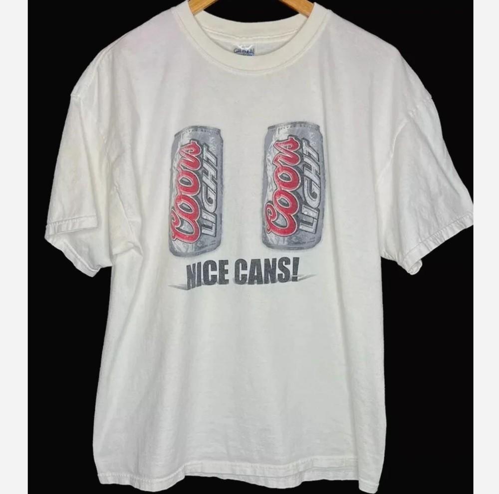 

Vintage Coors Light Nice Cans T Shirt Trashy Boobs Parody Funny Beach 3XL