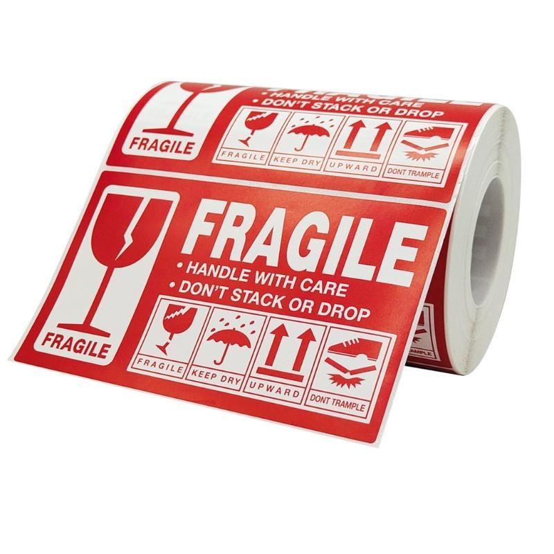500pcs Fragile Stickers Warning Label Sticker Handle With Care Don'for t Stack or Drop Sticker Shipping for Express Label