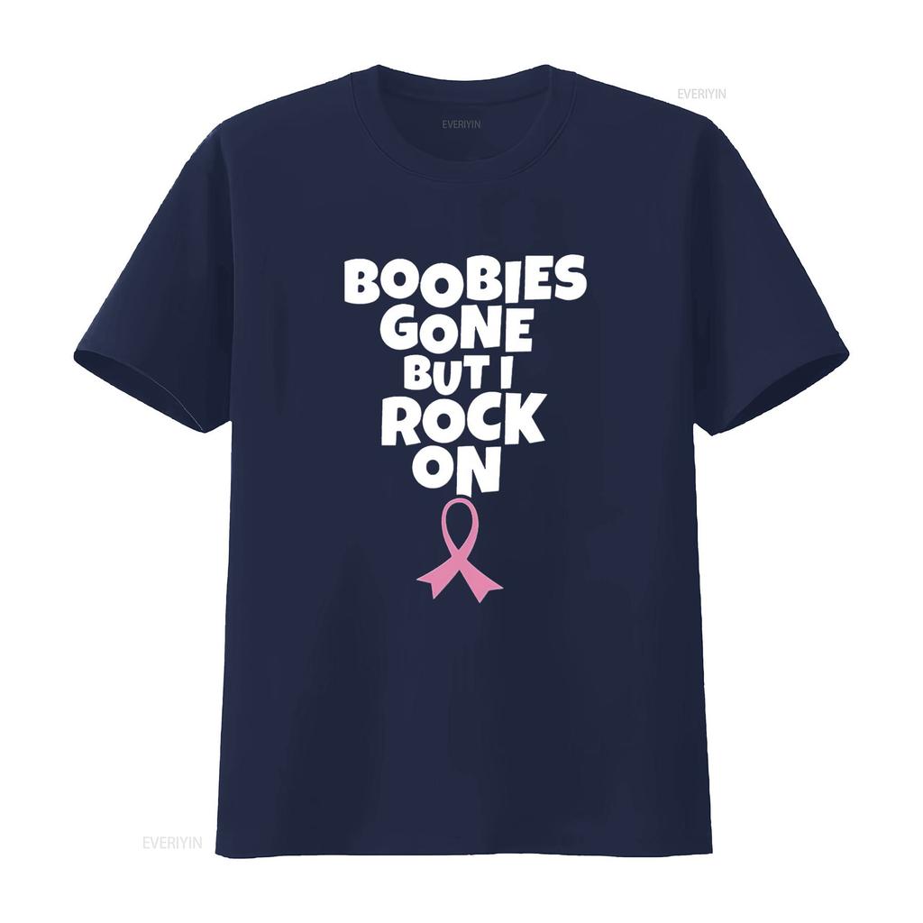 Womens Boobies Gone But I Rock On Funny Breast Cancer Mastectomy T Shirt Black vintage Washed Stylish streetwear Soft