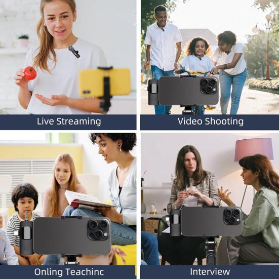 Wireless Lavalier Microphones Highly Sensitive Clear Sound Intelligent Noise Reduction Universal Wireless Clip-On Microphones Set