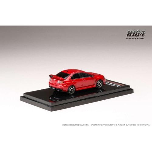 HJ64 1/64 Mitsubishi Lancer Evolution X FINAL EDITION with Engine Display Model, Red Metallic, Finished Product