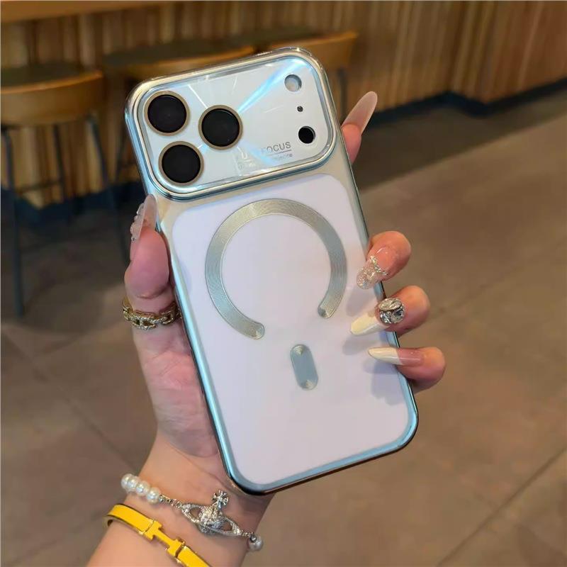 Luxury Electroplated Magnetic Case for iPhone 16/17 Pro Max - Drop-Proof Dual-Lens Protective Cover