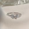 925 Silver Geometry Butterfly Love Heart Zircon Adjustable Opening Rings for Women Fine Jewelry Minimalist Accessories