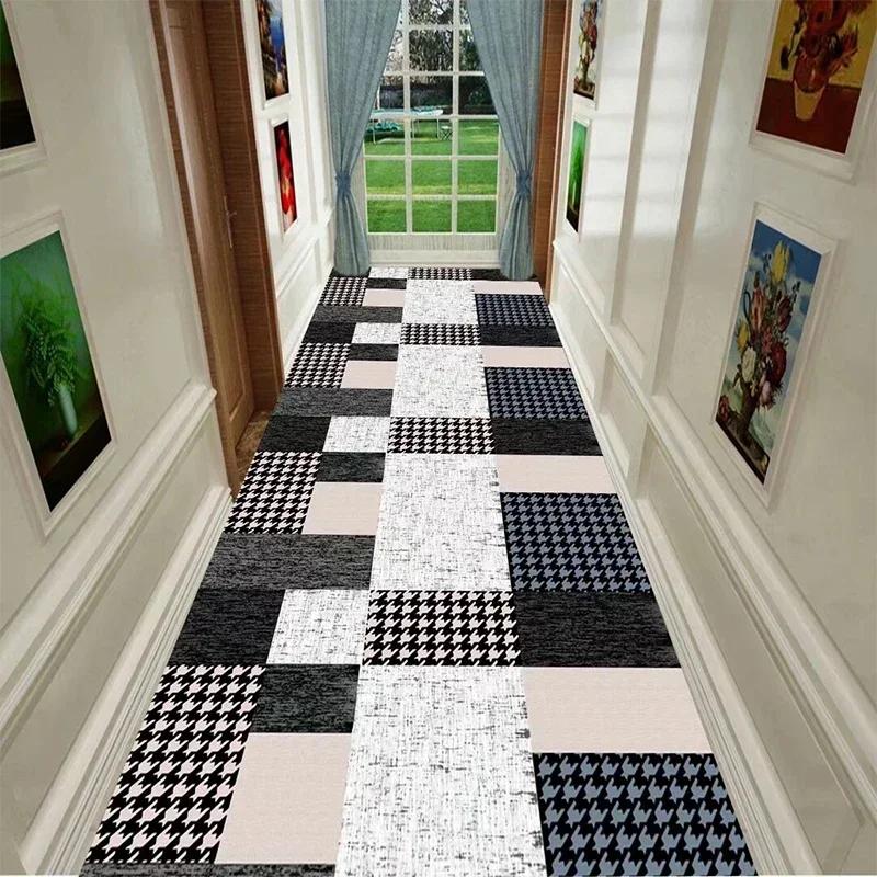 Nordic Modern Corridor Hallway Long Rugs Home Decoration Carpet for Living Room Hotel Aisle Runner Rug Villa Anti-slip Floor Mat