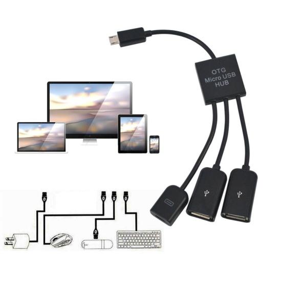 Portable 3 in 1 Micro USB OTG Data Cable Adapter Converter Hub