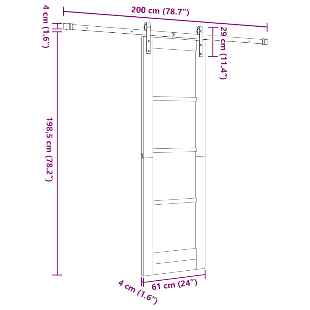ORKDAL Sliding Door Natural and Black 61 X 198.5 Cm