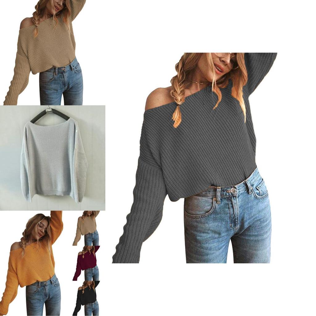 Premium Plus Size Autumn Womens Sweaters Off The Shoulder Pullover Sweater Long Sleeve For Stylish Comfort
